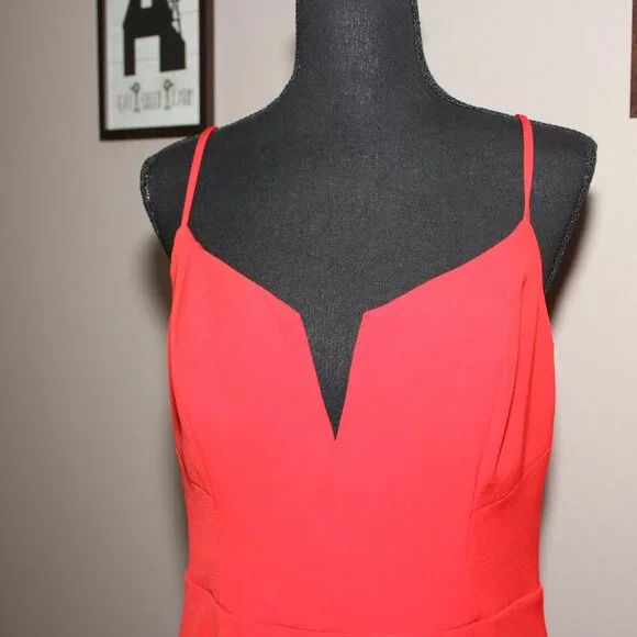 Bardot Womens Kristen Peplum Flounce Dress Red Size 10/L Crepe Lined REVOLVE - Picture 2 of 10